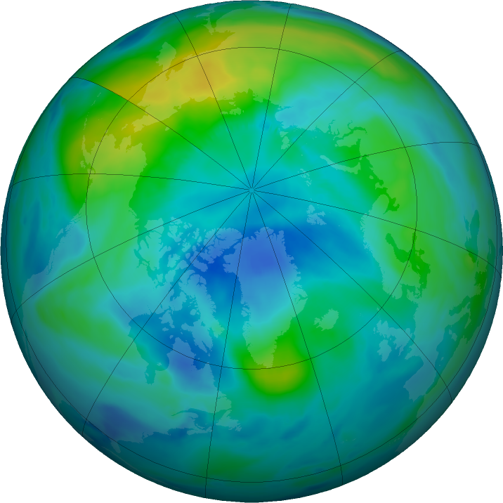 Arctic ozone map for 08 October 2017
